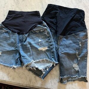 Pair of maternity denim shorts